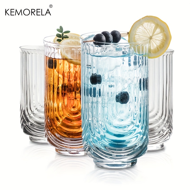 Highball Ribbed Drinking Glasses Beaded Glassware Clear - Temu