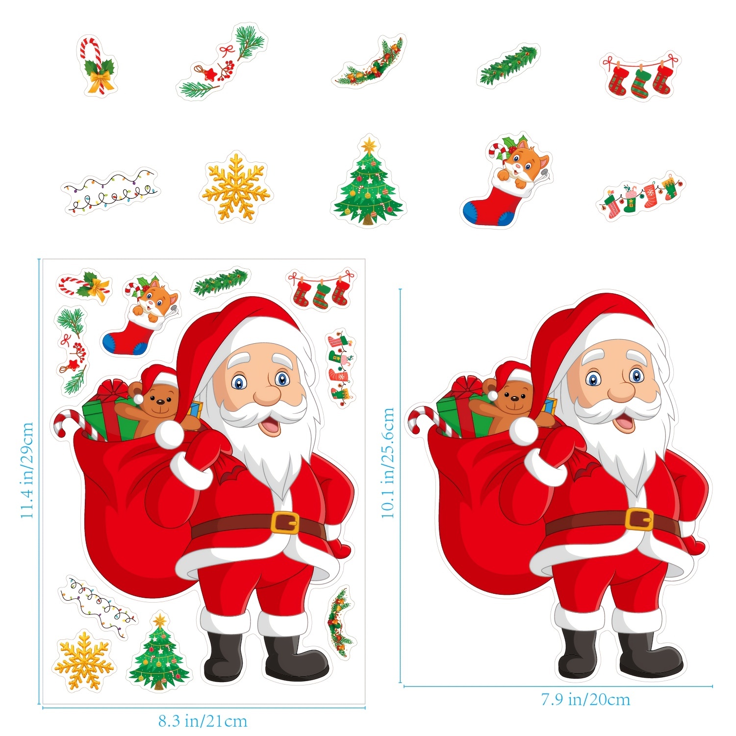 6pcs Christmas Window Stickers - Self-adhesive Holiday Wall Decorations