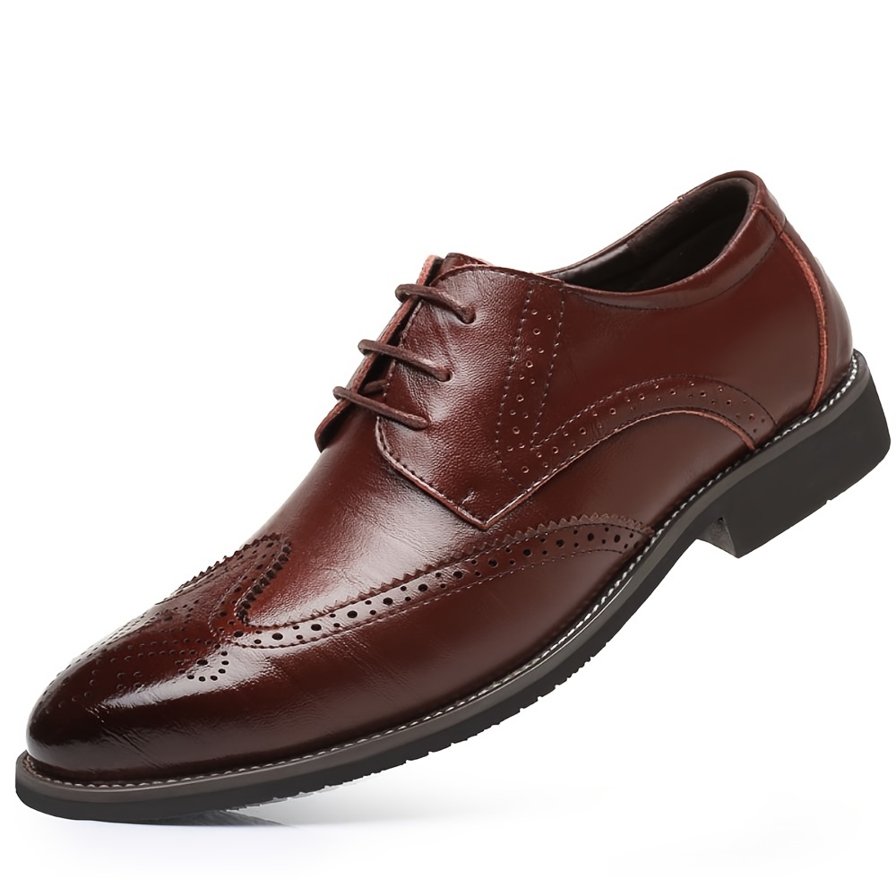 mens brown dress shoes amazon Parrazo Men Dress Shoes Wingtip Oxford 2-tone Leather Lined Lace Up Size  6.5--13