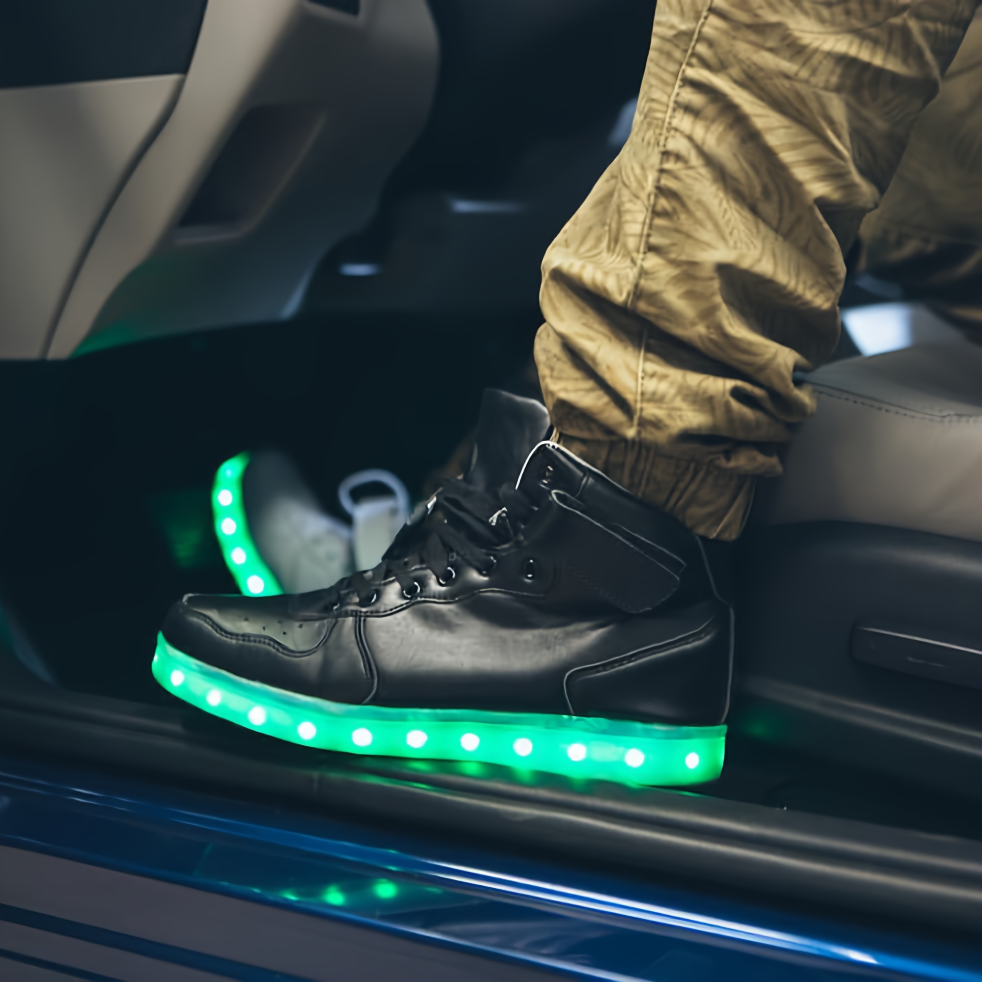 Casual High Top Skateboard Shoes With Usb Charging Light And - Temu