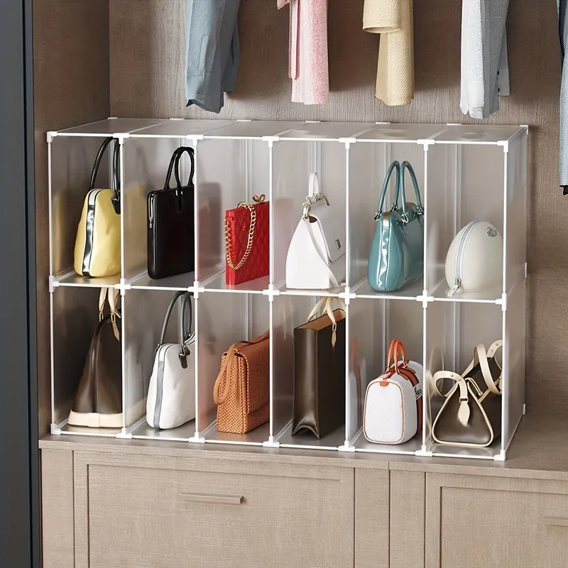 Handbag Storage Organizer For Closet, Display Case For Handbag Purse,  Stackable Dustproof Storage Organizer For Clutch, Wallet, Book, Toys  Organization And Display, Home Storage - Temu