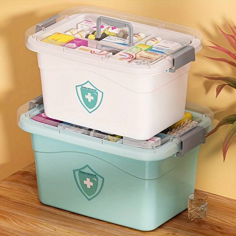 Caja de almacenamiento portátil de plástico de 3 capas, caja de suministros  de plástico para manualidades con asa, cajas de almacenamiento