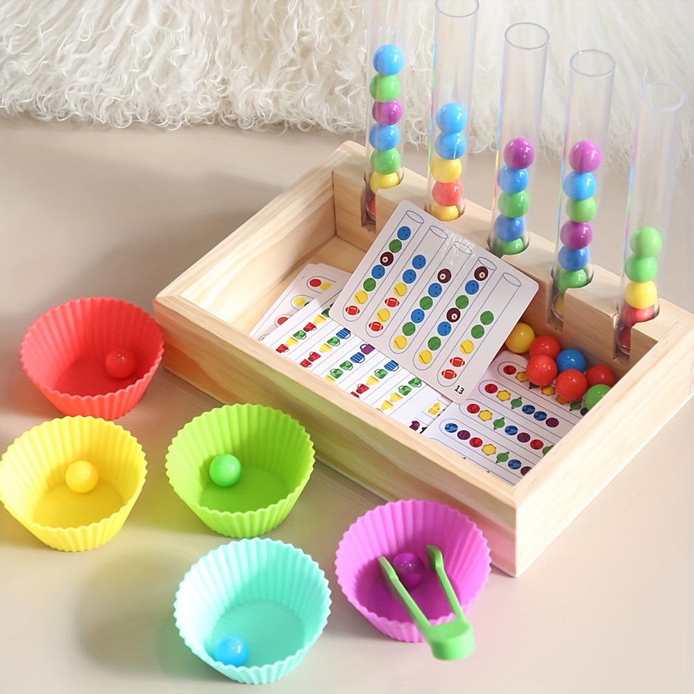 

Clip Beads Test Tube Toy, Beads Game Color Sorting Toys, Counting Matching Game, Bead Counting Fine Motor Skill Montessori Toys For Toddlers, Halloween, Christmas, And Thanksgiving Day Gift
