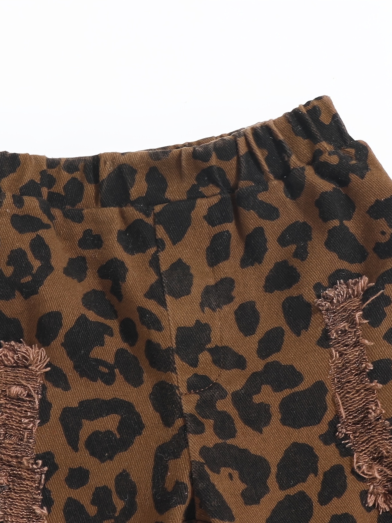 Girls Flared Bottom Leopard Jeans