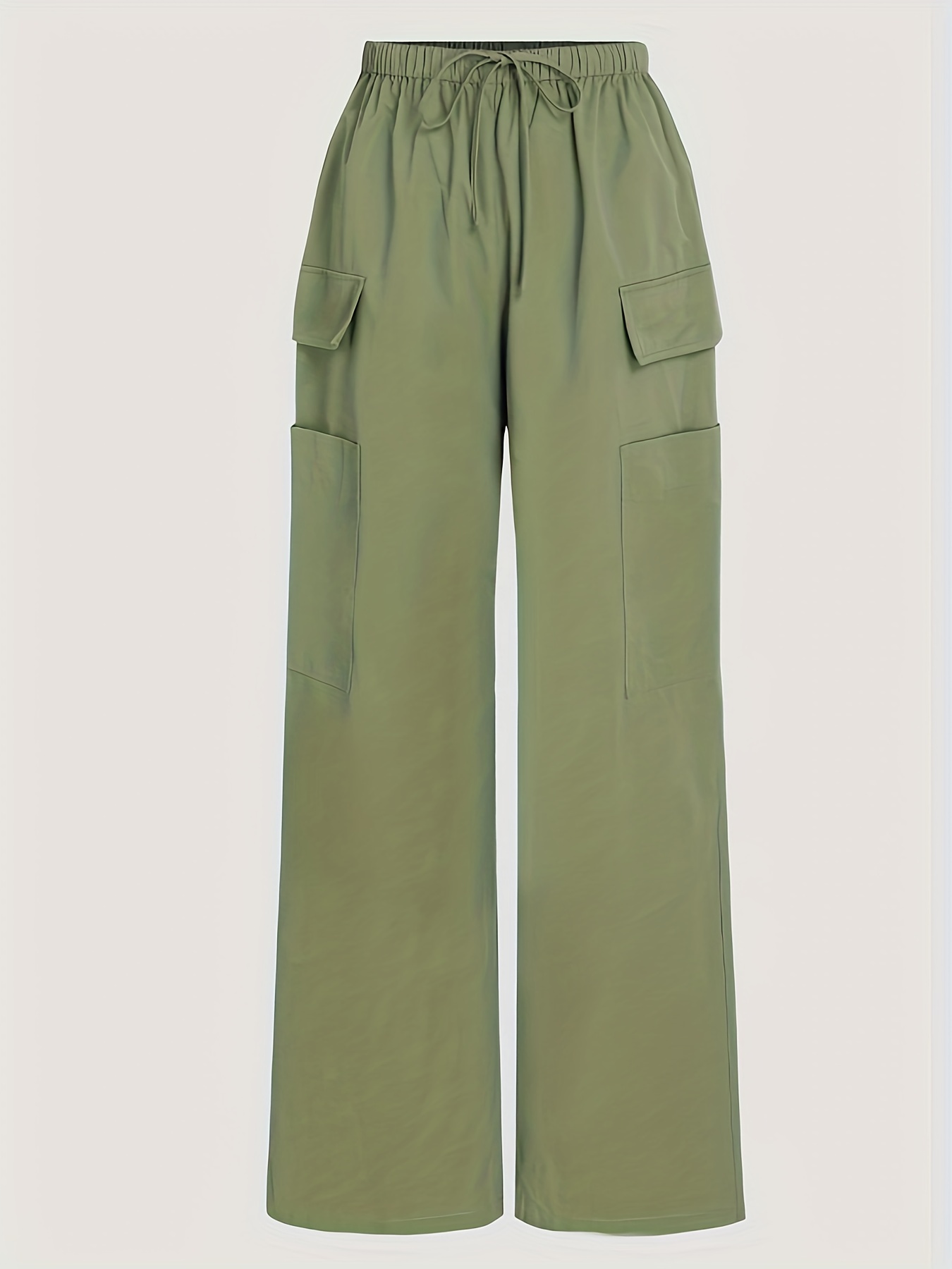 Solid Color Straight Leg Pintuck Pants Casual Elastic Waist - Temu