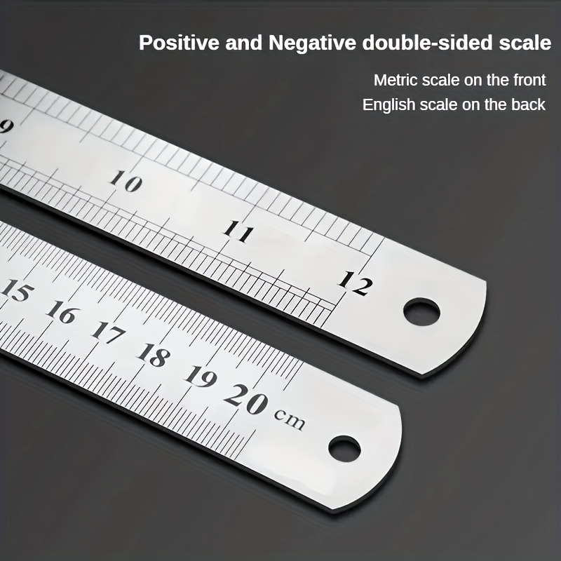 Double Side Stainless Steel Straight Ruler Steel Ruler With - Temu