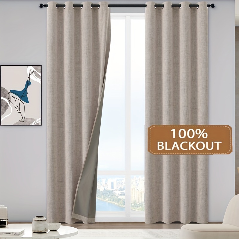 Cortina opaca para dormitorio, cortina con aislamiento térmico con ganchos,  cortinas de ahorro de energía para decoración de sala de estar, ventana, 2