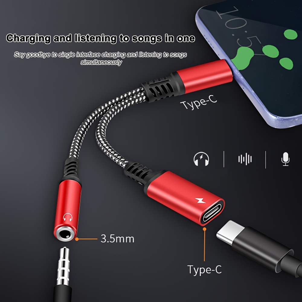 2 In 1 USB C To 3.5mm Headphone Jack Adapter Type C Charge Audio