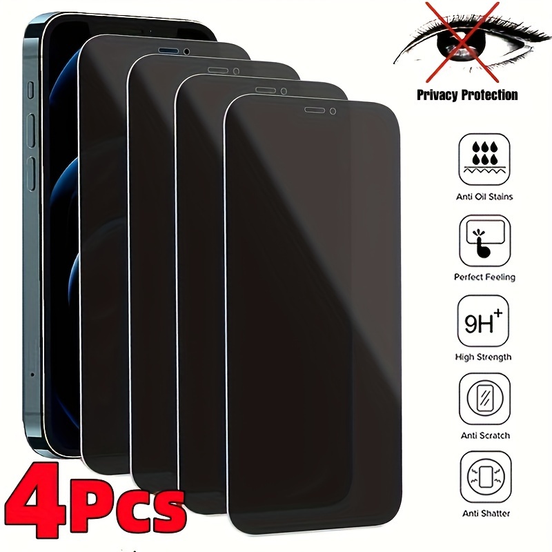 4pcs Privacy Screen Protector For Iphone 15/ 14/ 13/ 12/ 11 Pro Max/ Mini/ X/ Xs Max/xr Glass Tempered Glass Film For 14 Plus