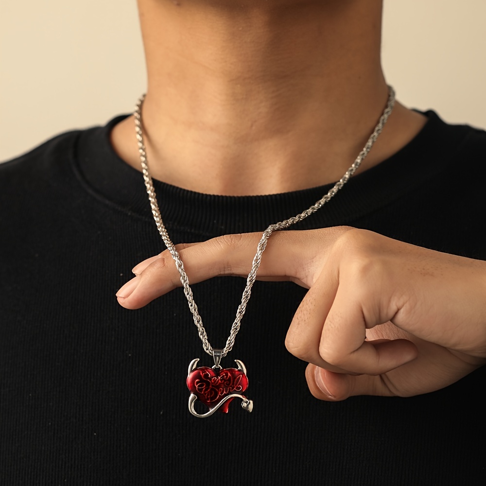 Heart with devil horns on sale necklace