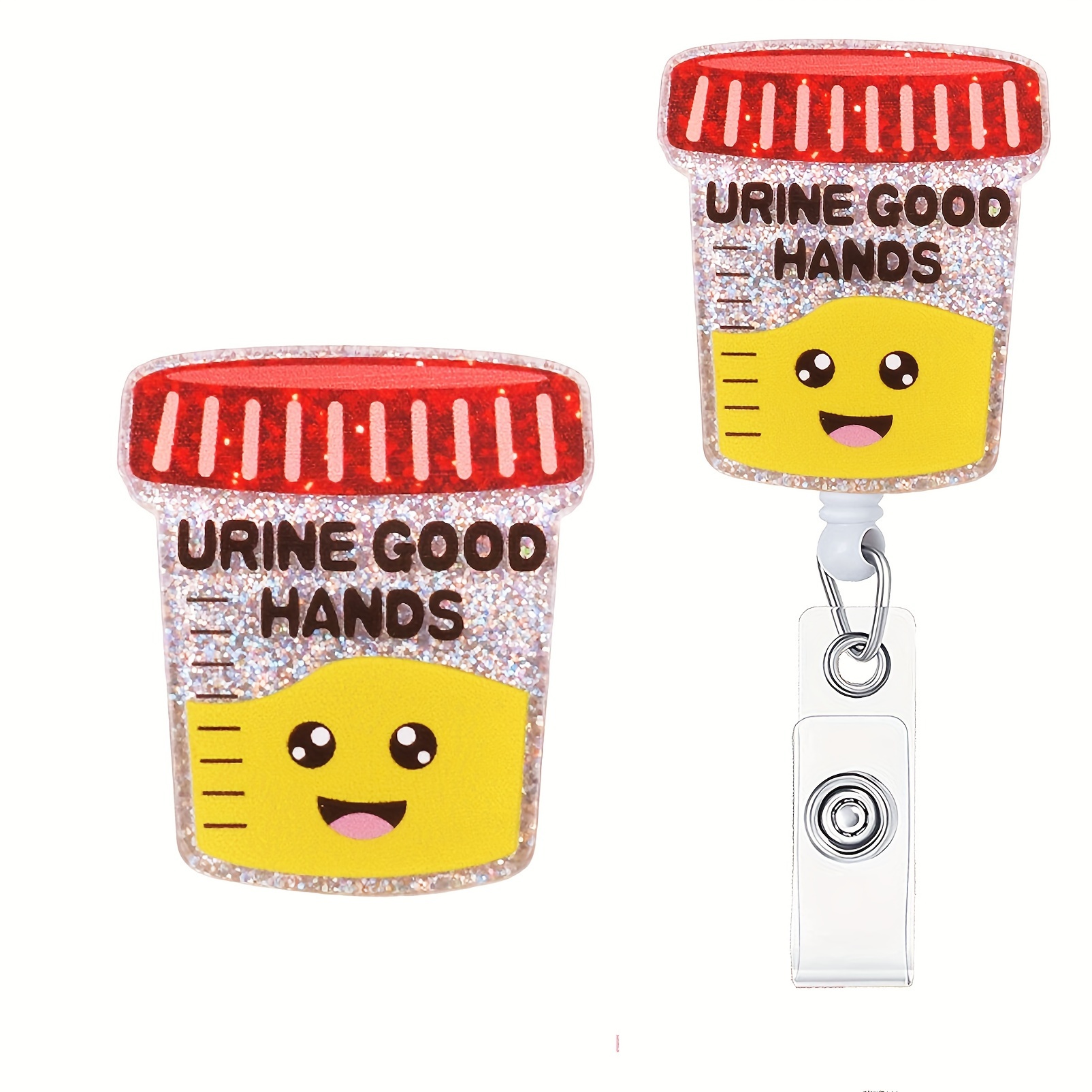 Nurse Retractable Badge Reel Clip Urine Good Hands Id Badge - Temu
