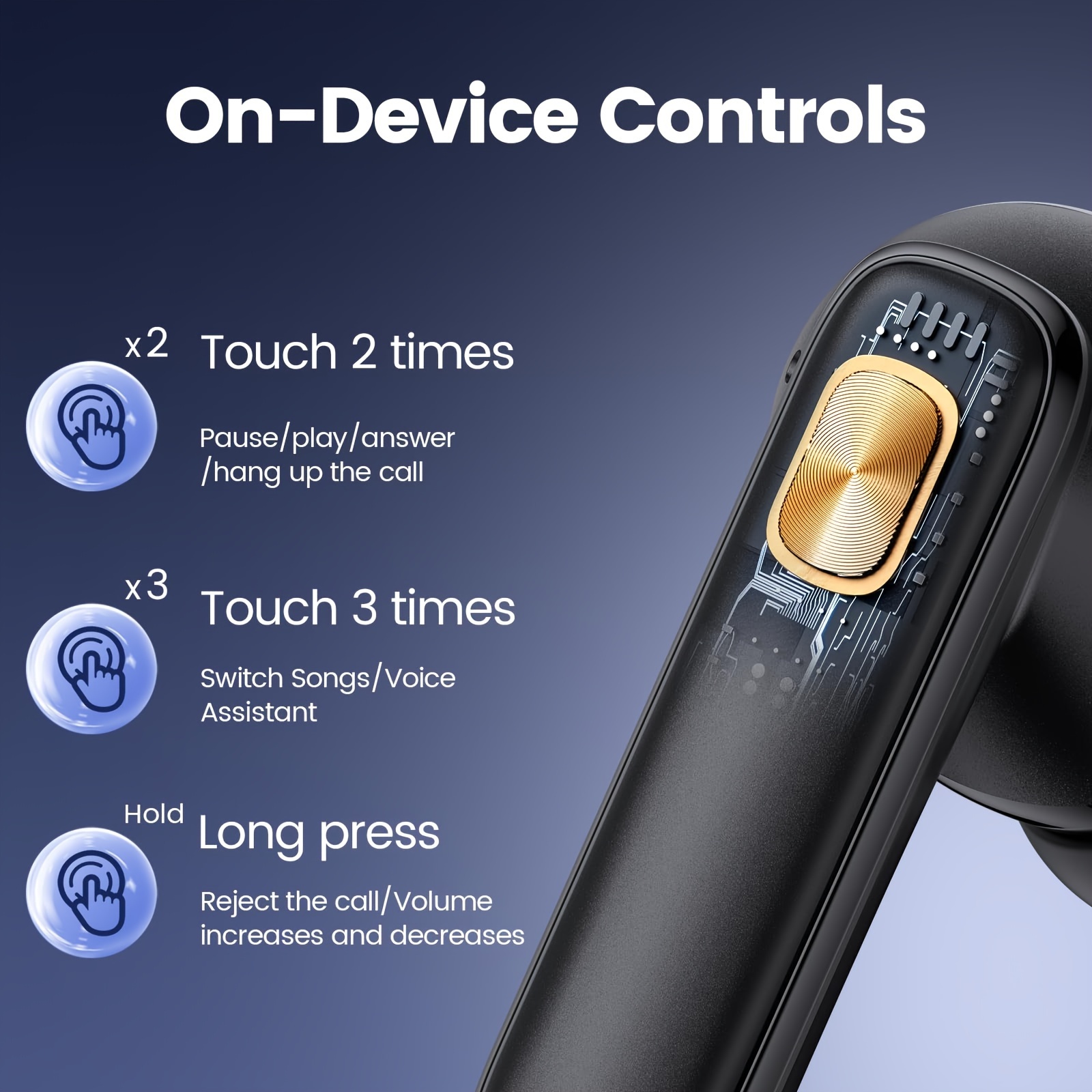 Fones de ouvido sem fio TWS com microfone de redução de ruído integrado e display de energia LED, estojo de carregamento, fones de ouvido estéreo com graves, chamada nítida_voghion.com