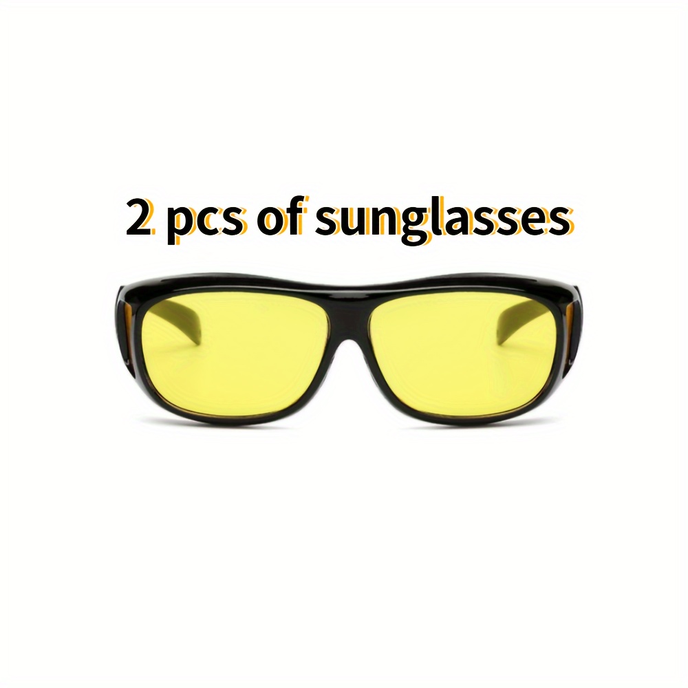 2pcs Men's Anti-Glare Night Vision Driver Goggles, Trendy Cycling Night Driving Sunglasses,Sun Glasses Sunglasses,Vision Pro,Y2k,Eye Glasses