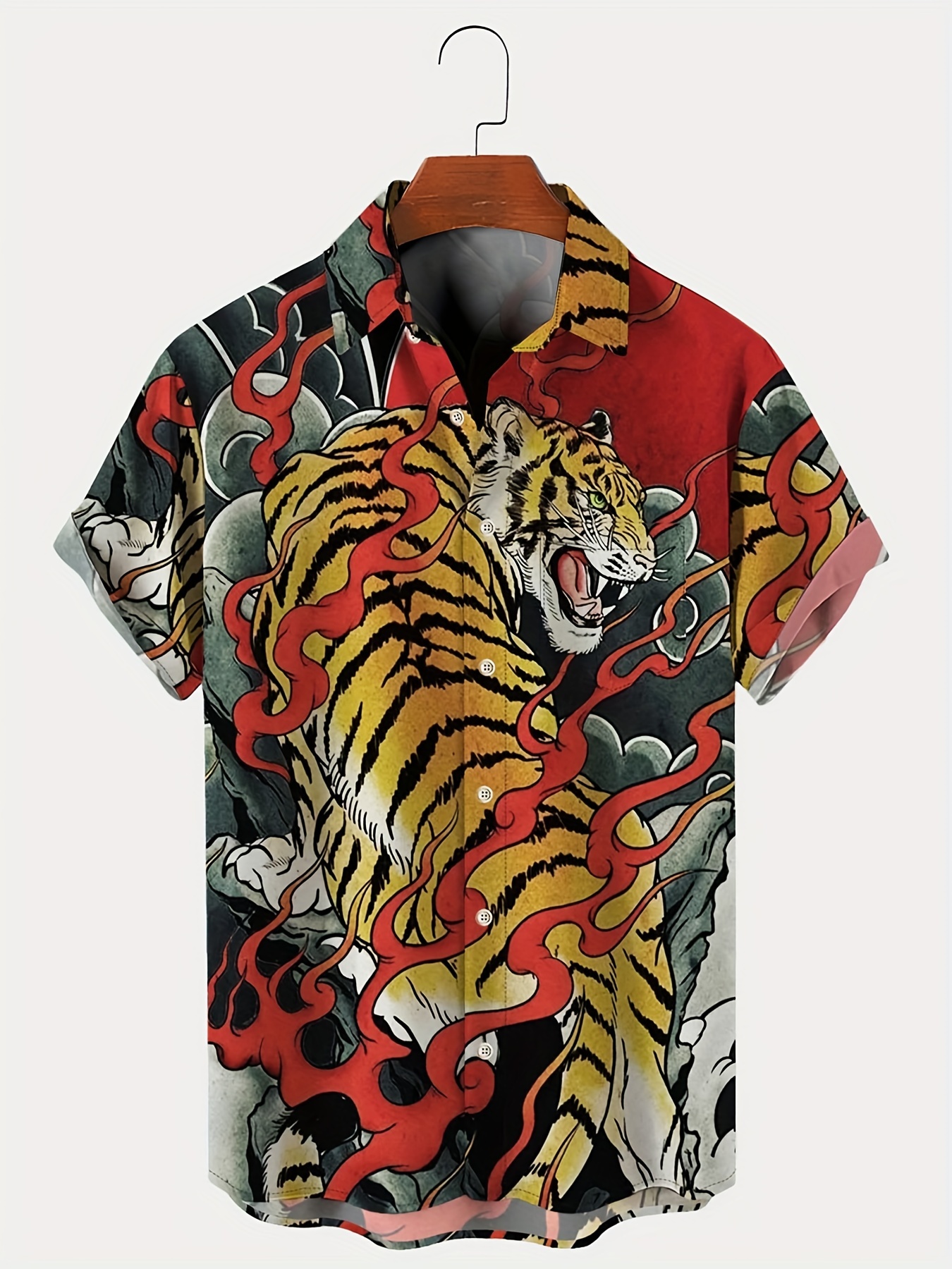 Tiger Stripe Hawaiian Button-Up Shirt