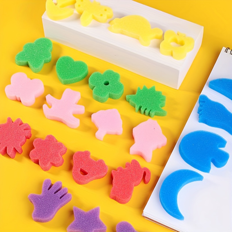 24Pcs/Set Childrens Kids Paint Animal Shaped Sponge Toys for Art Craft  Painting 