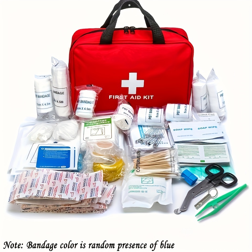 First Aid Kit - 200 Piece - for Car, Home, Outdoors, Sports, Camping,  Hiking or Office | Red Case Fully Packed with Emergency Supplies