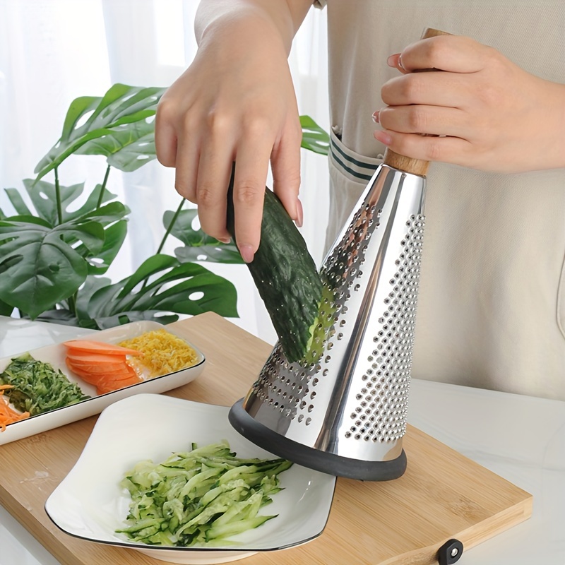 Cheese Grater With Handle, Stainless Steel Cutter With 3 Sides