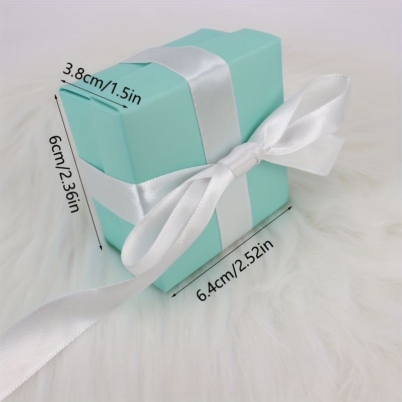 Blue Square Gift Box With White Ribbon