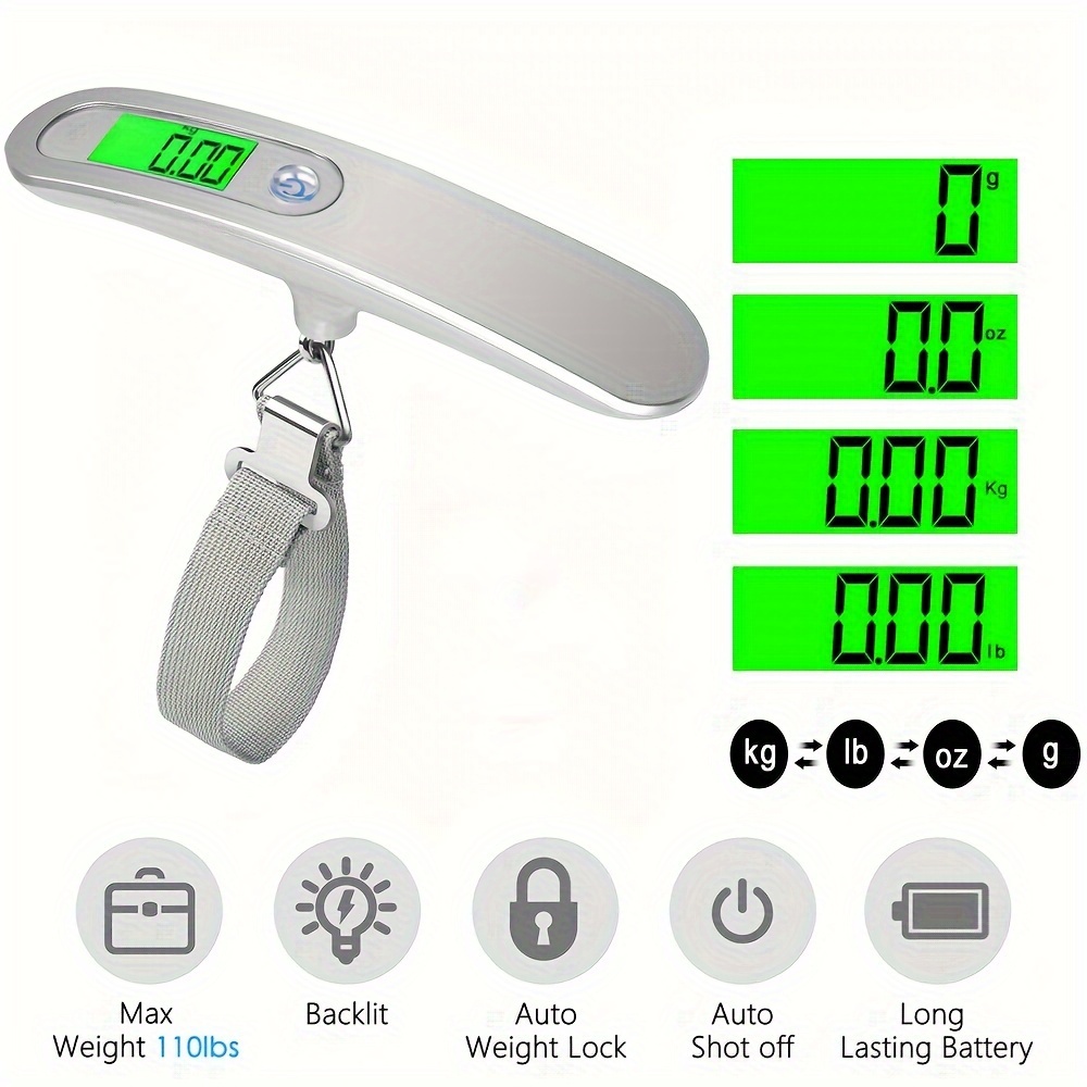 Hanging Hook Scale Digital Display Portable Weighing Scale Luggage Scale  (1pc, Silver) (cy)
