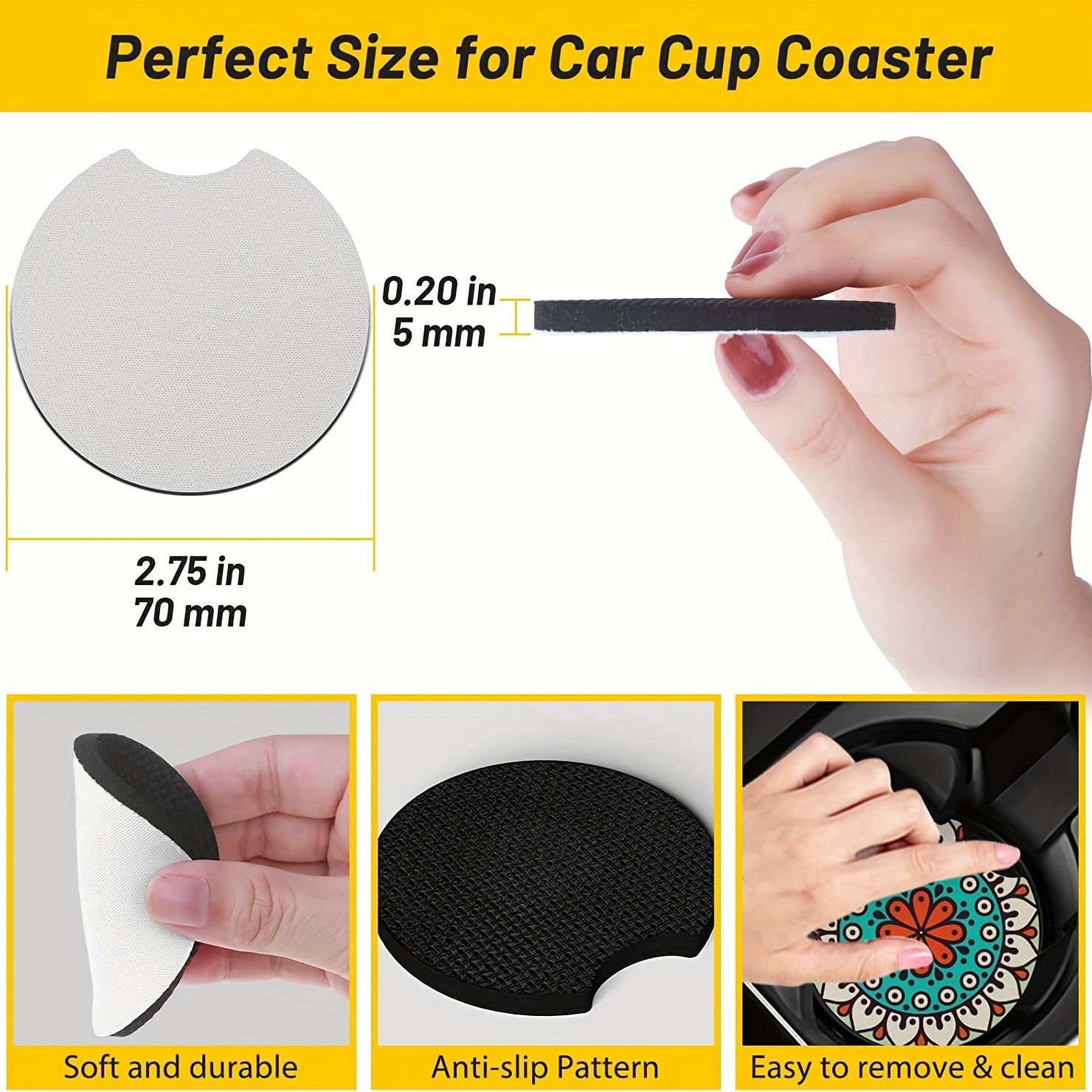 50pcs Car Coasters Sublimation Car Coasters Heat-resistant Car Coaster