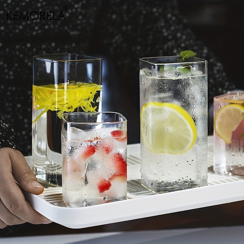 Square Drinking Glasses, Lead-free Glass, Glass Drink Tumblers