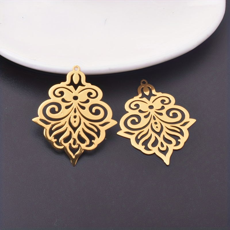 Image of 6pcs/lot Brass Painted Golden Color Colorful Filigress Charm Pendants Jewelry Earrings