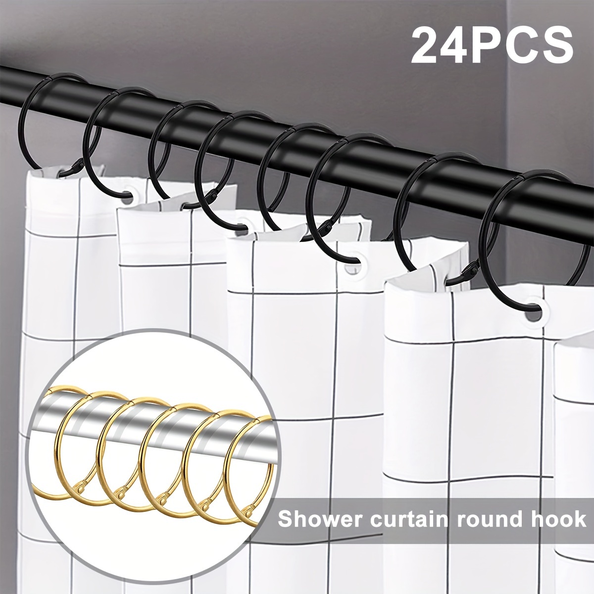 12pcs O-shaped Shower Curtain Ring, Plastic Curtain Hook Hanger, Easy Snap  Closure Bath Drape Loop, Suitable For Bathroom Shower Curtain, Window Rod