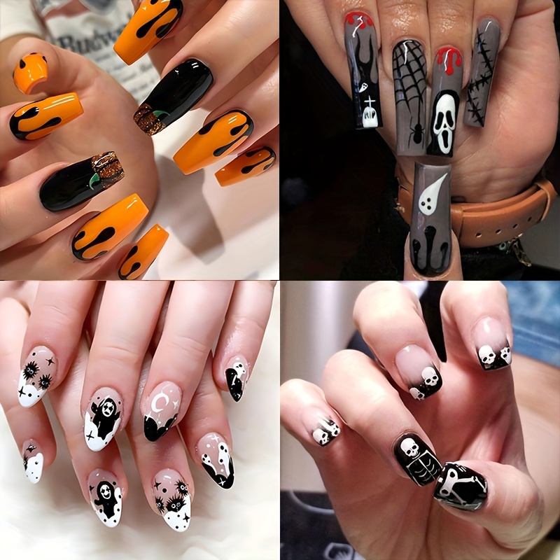 Exquisite Halloween Press On Nails With Scary Skull, Ghost, And