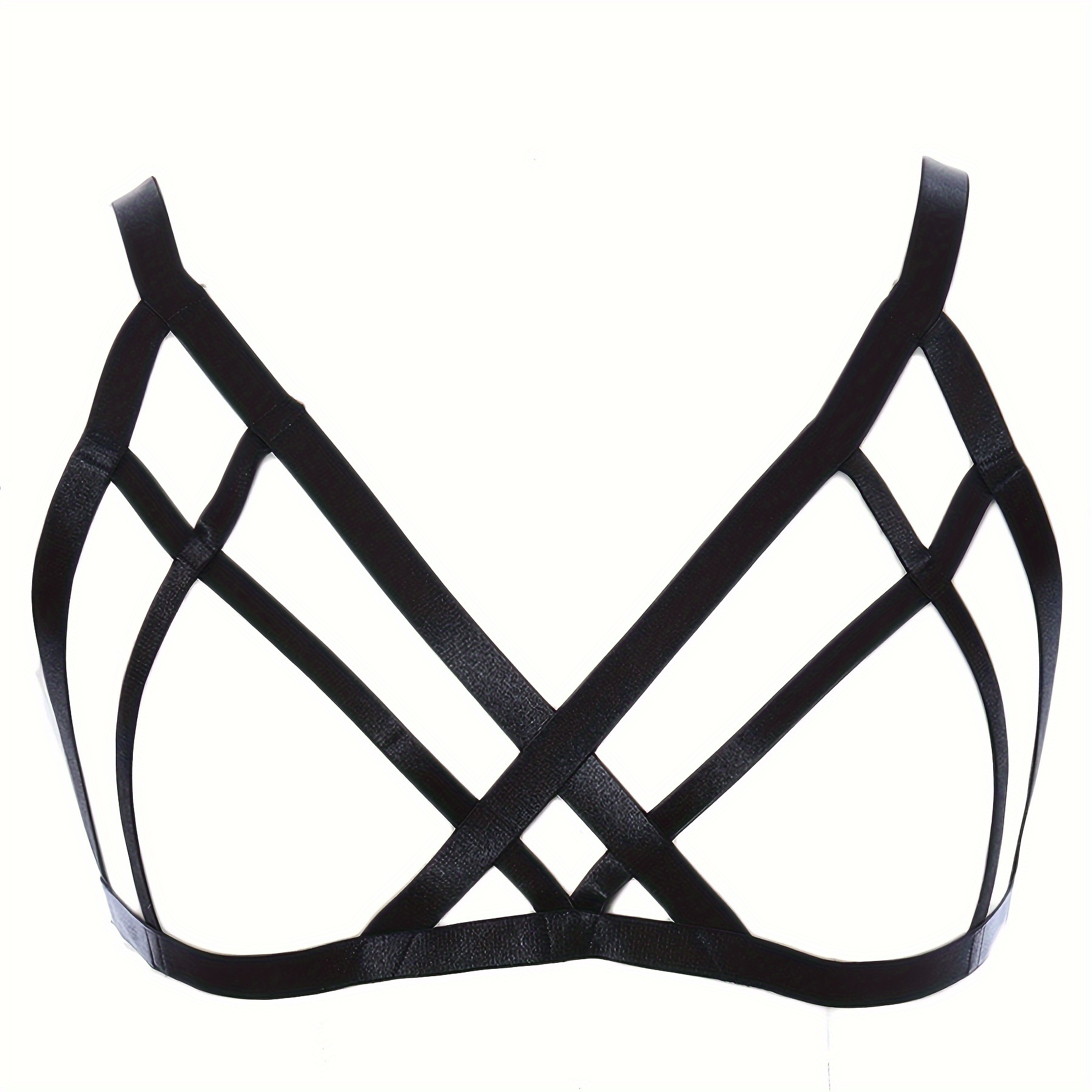Women Harness Elastic Cupless Cage Bra Hollow Out Strappy Cross