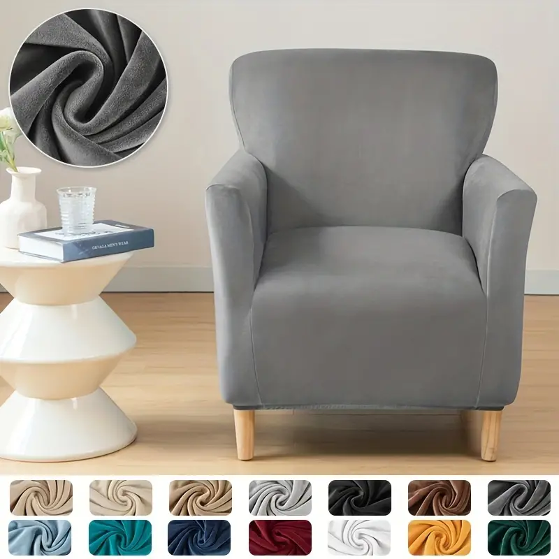 1pc super soft armchair slipcovers elastic velvet club tub chair slipcovers for living room bar counter hotel home decor details 5