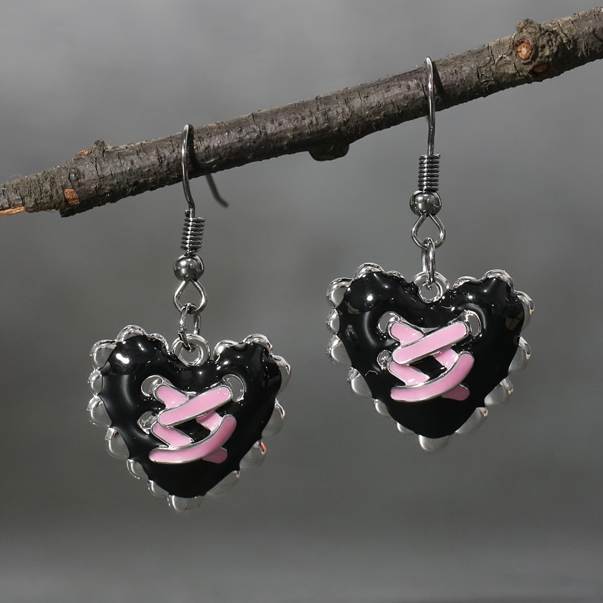 Pink and deals black earrings