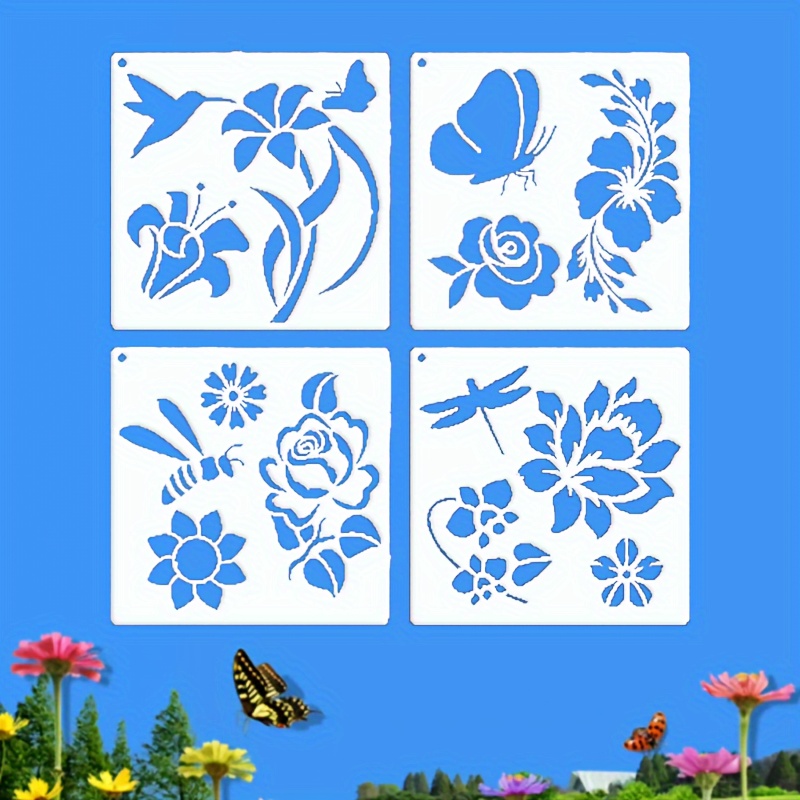 Flower Stencil For Painting Bee Rose Butterfly Stencil - Temu