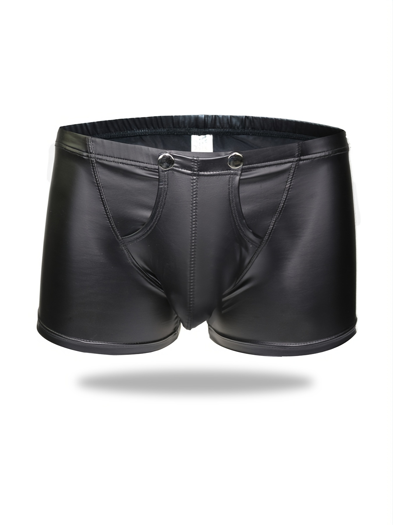 Men’s Boxer Briefs Underwear for Men Sexy Low Waisted Opening Imitation  Leather Underwear Comfortable Underwear