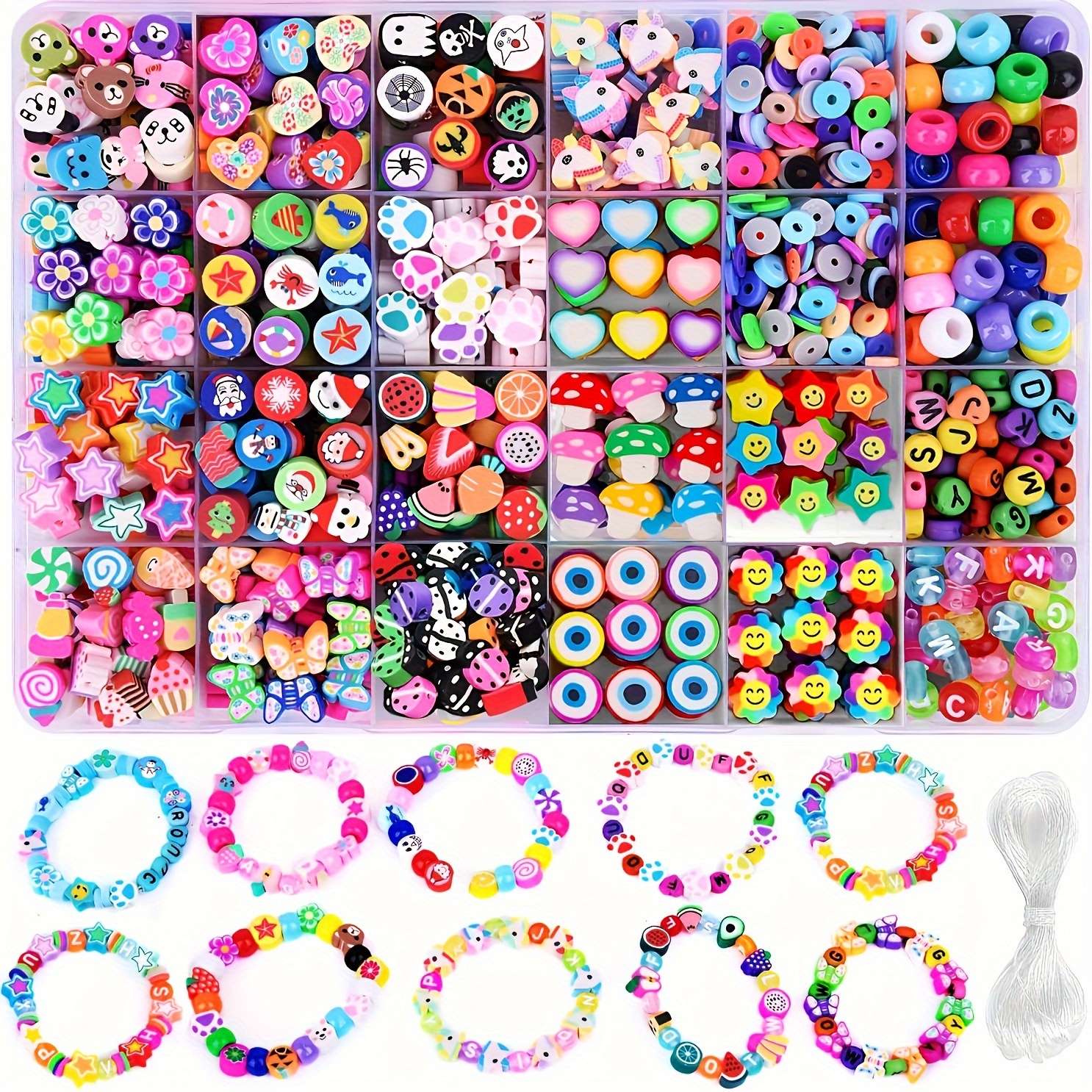 1 Box Fruits Clay Beads for Jewelry Making, 24 Styles Mixed Clay Beads  Fruit Charms for Bracelet Making Kit, Polymer Heishi Beads for Women Girls  DIY Necklace Earring Crafts