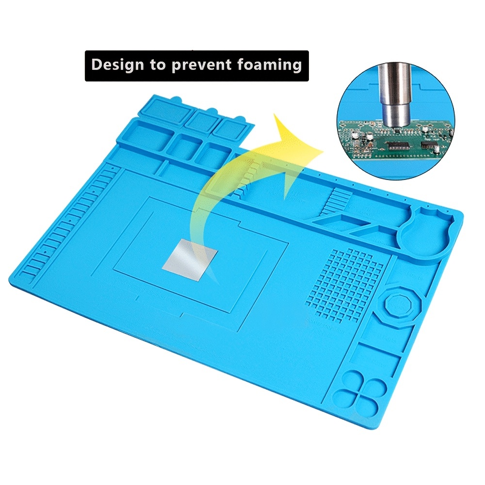 Soldering Mat,Heat Resistant Soldering Silicone Mat Repair Insulation Pad  Screw Tray Maintenance Desk Mat, for Soldering Iron, Phone and Computer
