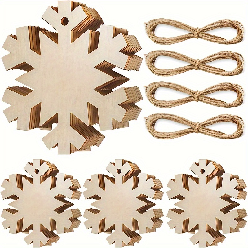Christmas Wooden Snowflake Ornaments Snowflake Hanging - Temu