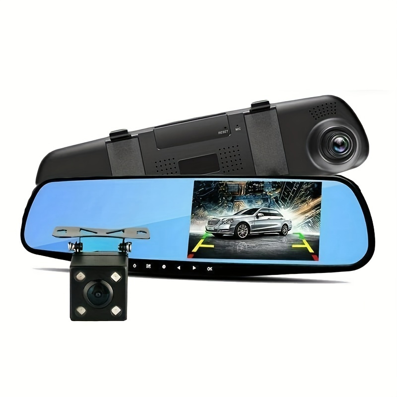 Caméra miroir de voiture Dash Cam Enregistreur vidéo avant et arrière  4.3inch Vision nocturne Vue inversée Enregistrement automatique Caméra de voiture  Dashcam