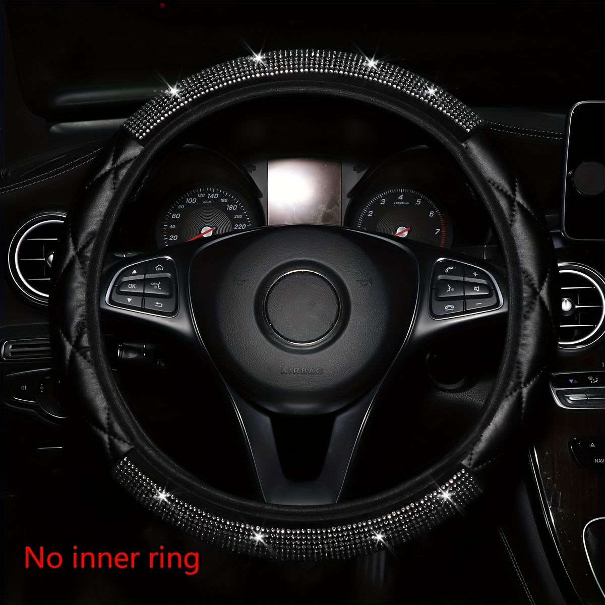 

No Inner Ring Car Steering Wheel Cover Set Drill Soft Faux Leather Three-dimensional Comfortable Soft Suitable For 37-38cm Car Accessories