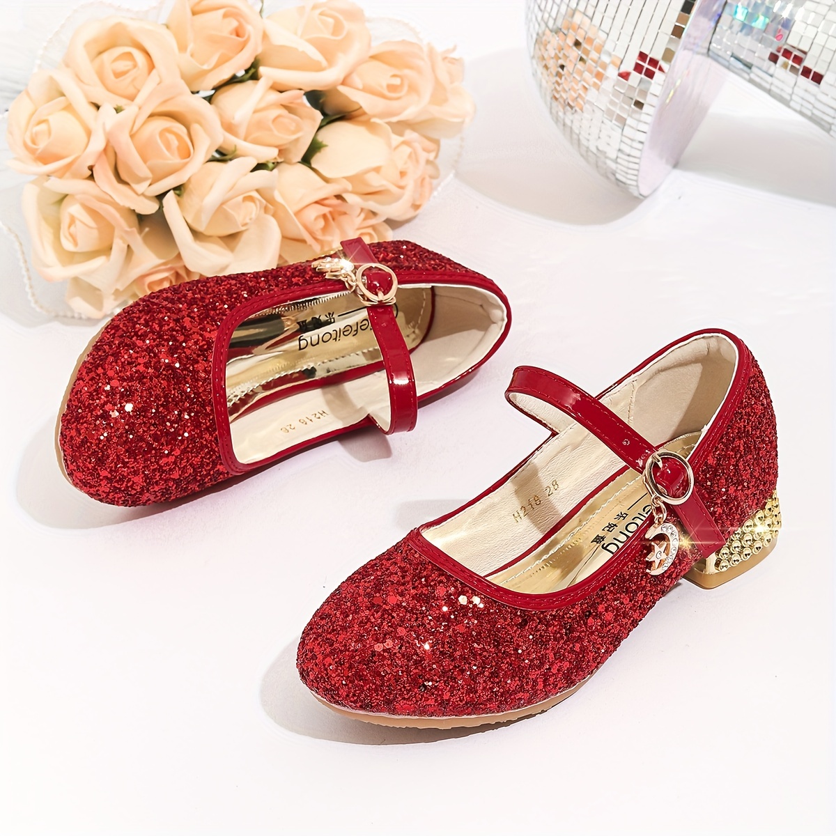 Zapatos con Purpurina Rojos para Niña