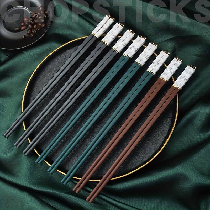 2 Pair Natural Jade Stone Chinese Chopsticks With Turtle Rest – Home Collection, Safety Finish