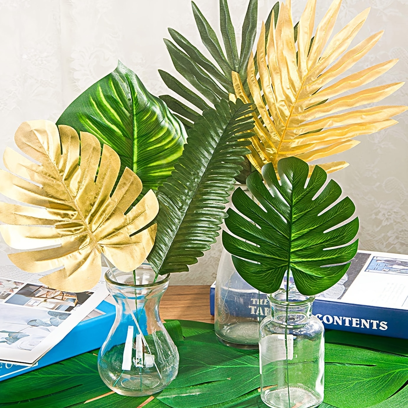 Golden Artificial Palm Leaves Add A Touch Of Tropical Flair - Temu