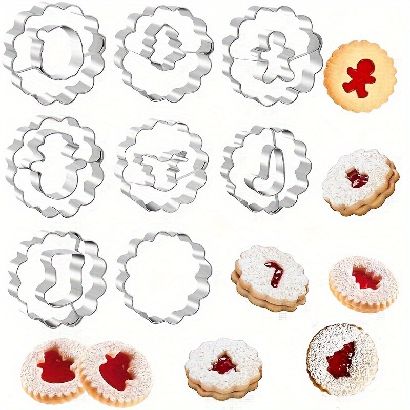 MELLIEX Christmas Cookie Cutters 9pcs Holiday Small Metal Linzer  Gingerbread