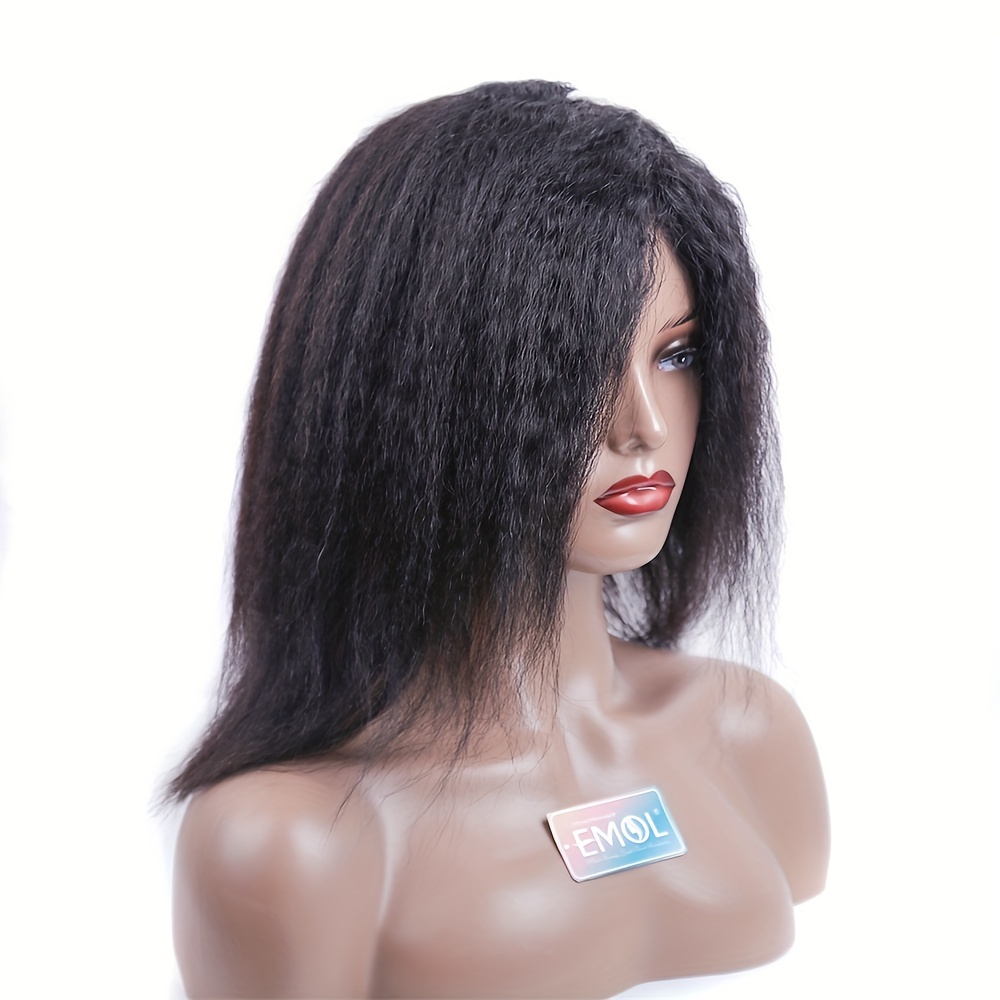 Kinky Straight Remy Human Hair Wig Full Machine Made Wigs Temu