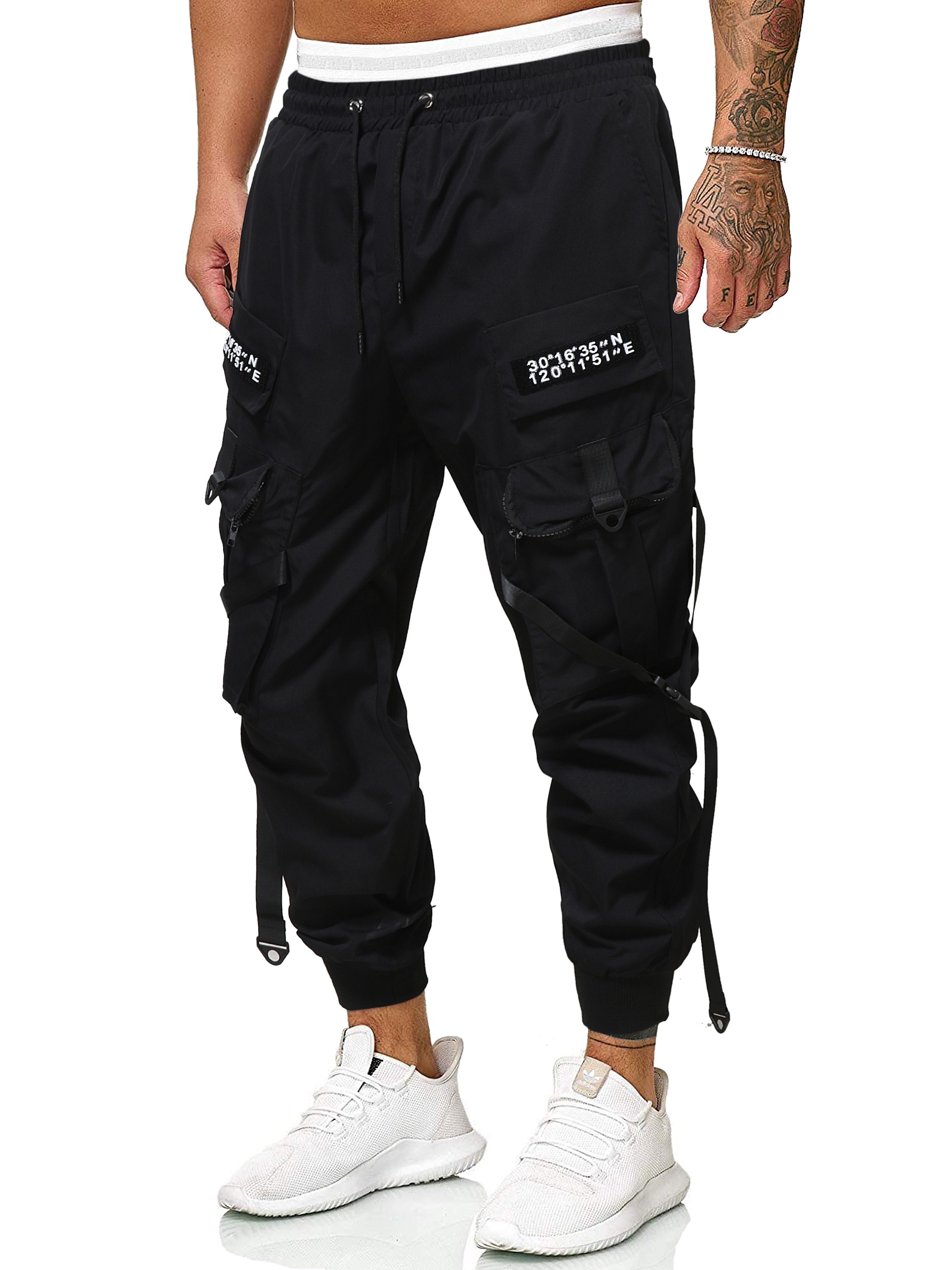 Trendy Harem Cargo Pants Men's Multi Flap Pocket Trousers - Temu Canada