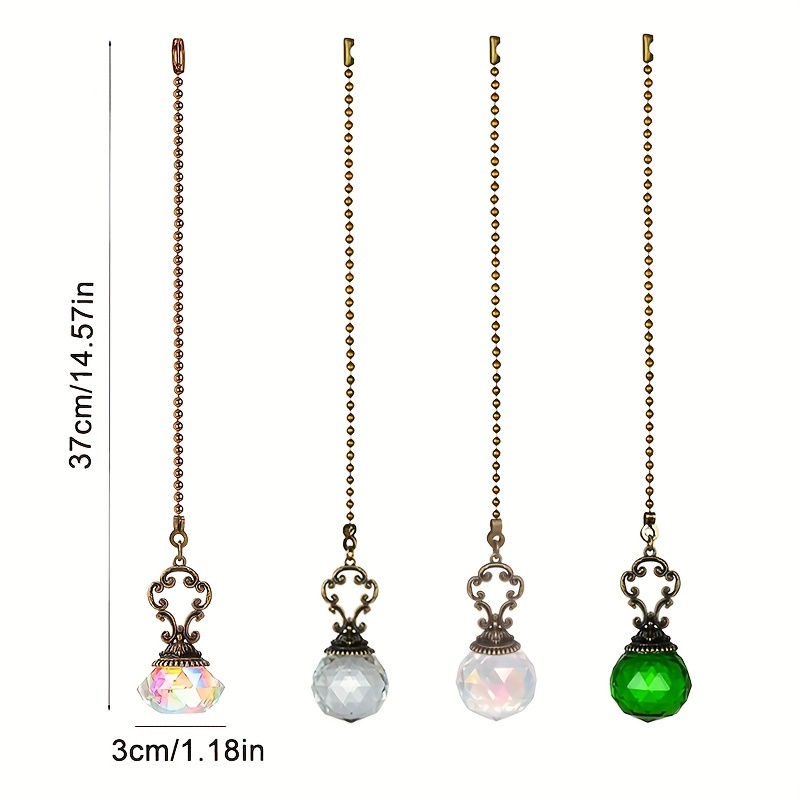 LadayPoa 6 Pieces Crystal Ceiling Fan Pull Chain Rainbow Fan Pull Chain  Extension with Connector for