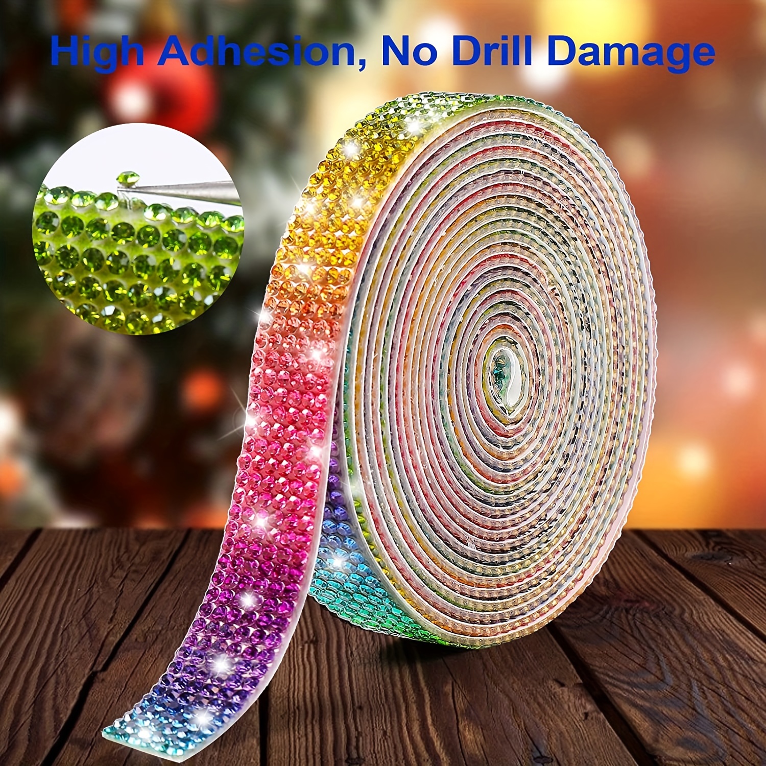15 Roll Self Adhesive Crystal Rhinestone Ribbon Strips Decorative Bling  Diamond Glitter Shiny Mixed Color Stickers Tape Roll for DIY Crafts Wedding