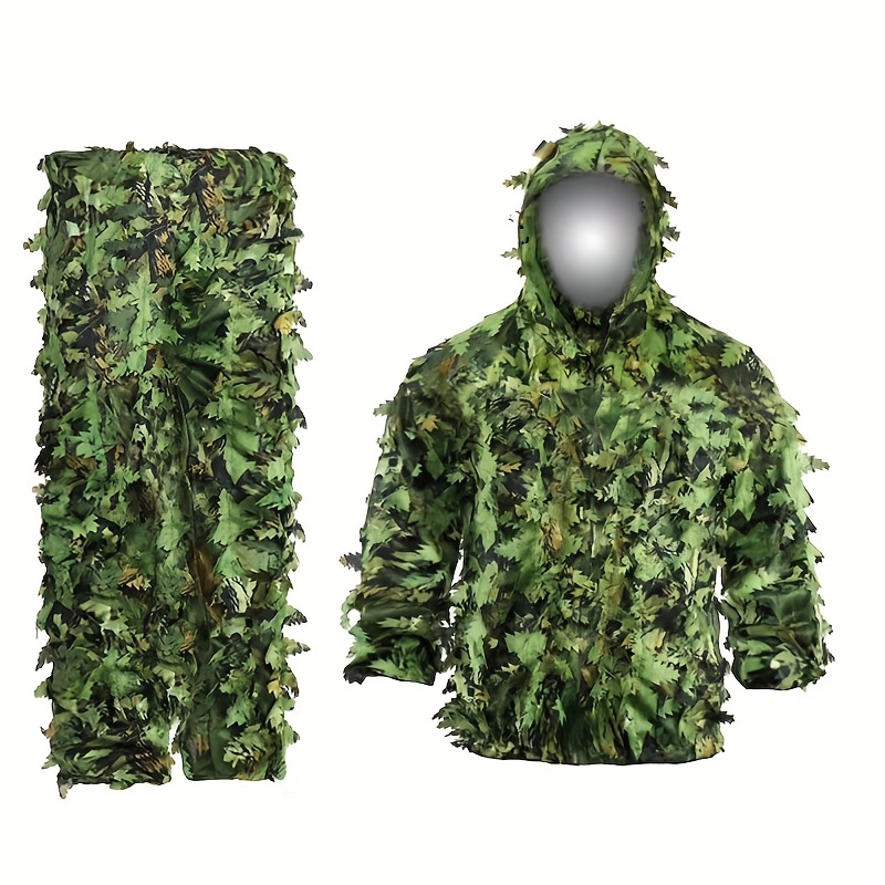 Winter Men Outdoor Bionic Camouflage Hunting Clothes Green Jacket Pants Hat  suit