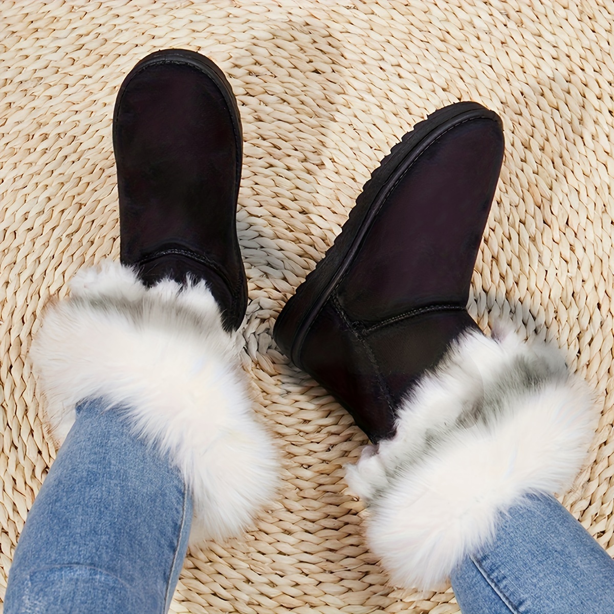 snow boots women s warm fashion faux fur slip boots women s