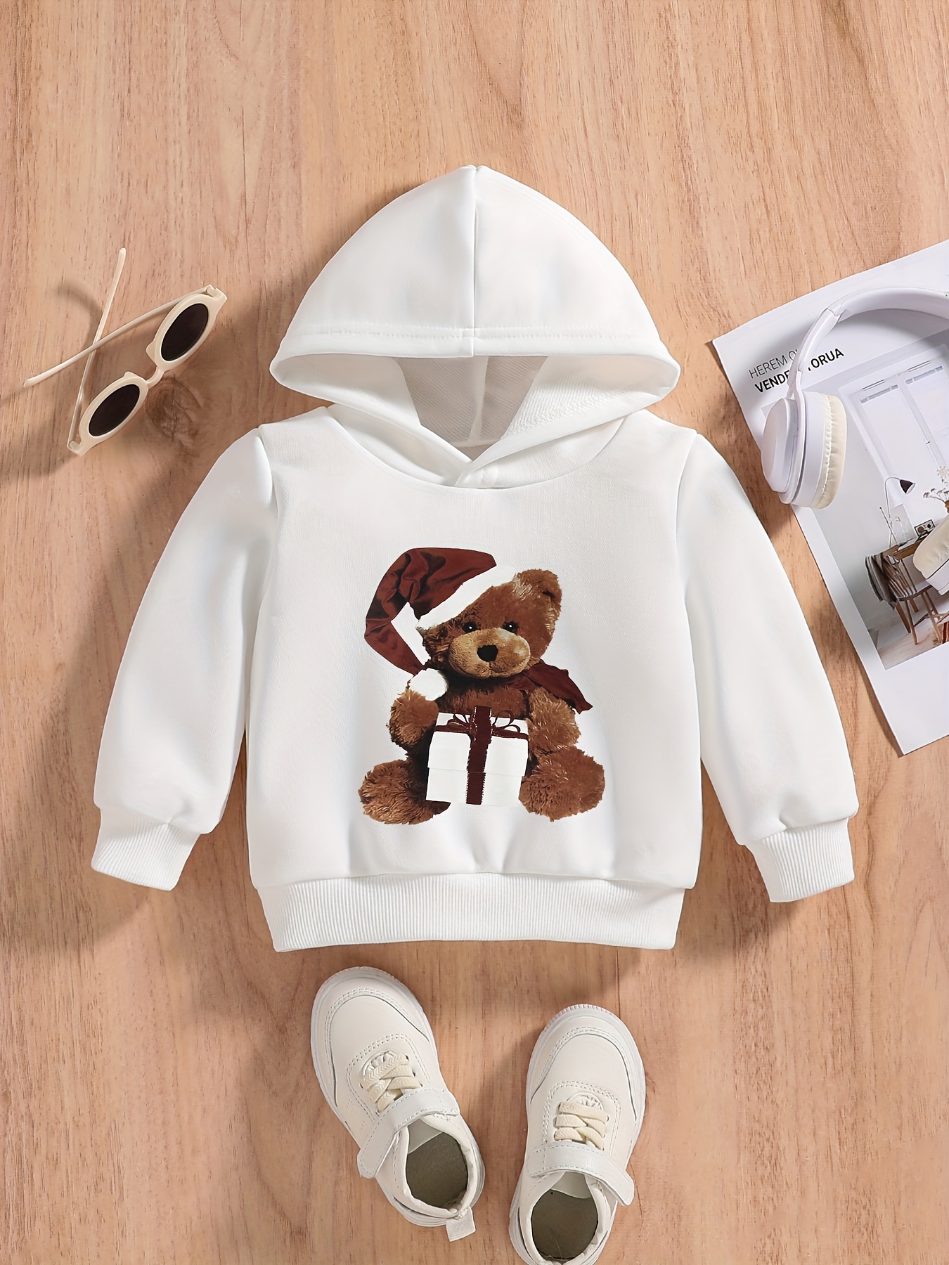 Cute Doll Bear Graphic Girls Pullover Hoodie Sweatshirt - Temu