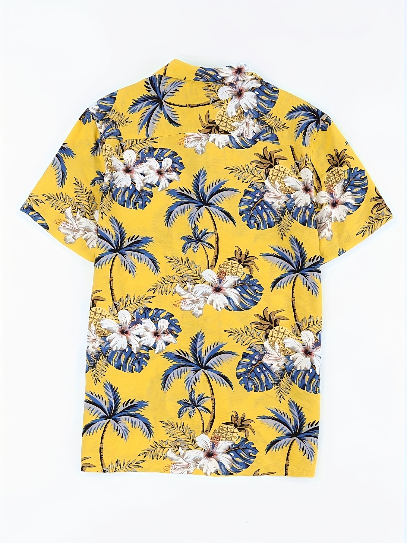 Men's Flower Tree Pattern Short Sleeve Lapel Hawaiian Shirt - Temu